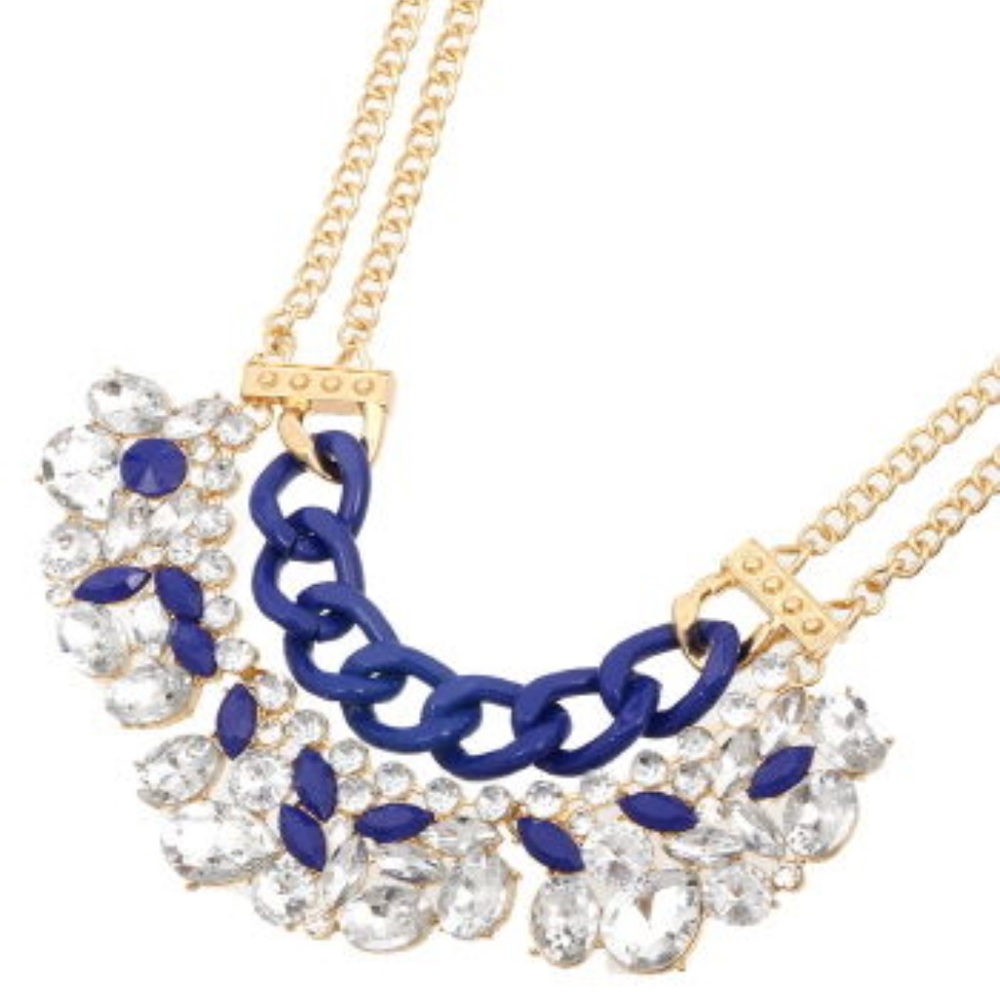 Blue Stone Statement Necklace and Earrings Set